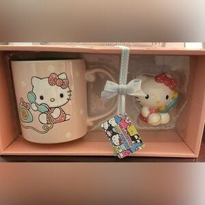 Hello Kitty/Blue Sky Phone Call Pink Mug (21oz)  and Figurine Set #73451 NIP